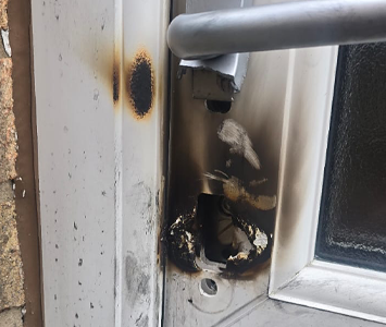 Door smashed as a consequence of a burglary / break in
