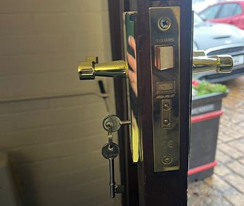 Wooden door featuring new fittings